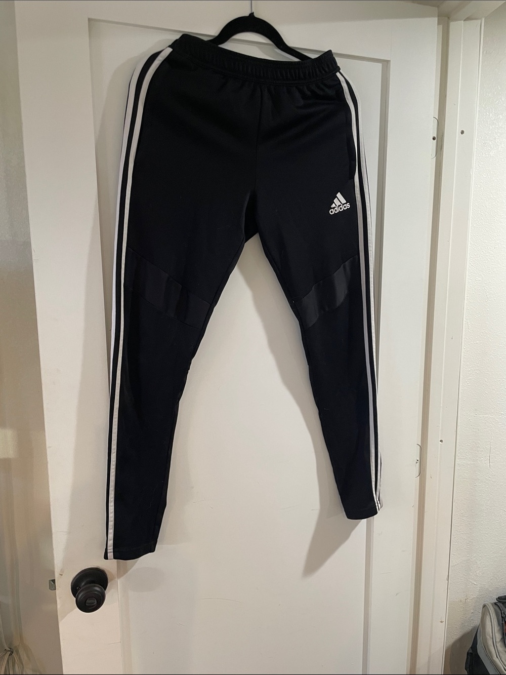 adidas Black Jogger Pants with White Side Stripes - Picture 2 of 3